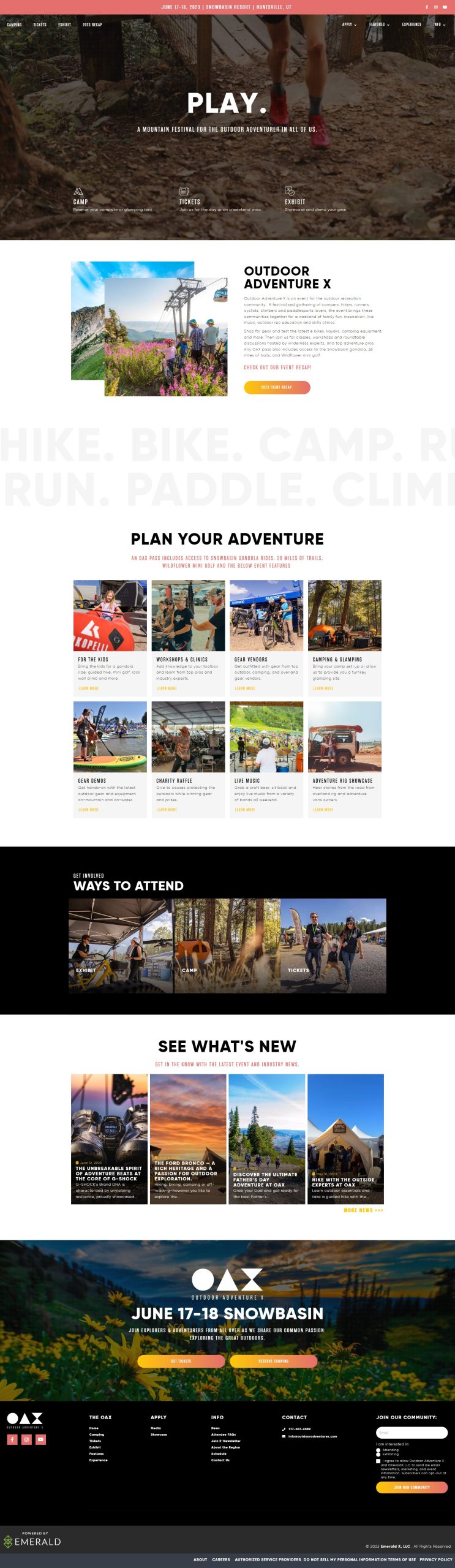 OAX outdoor adventure website design custom development