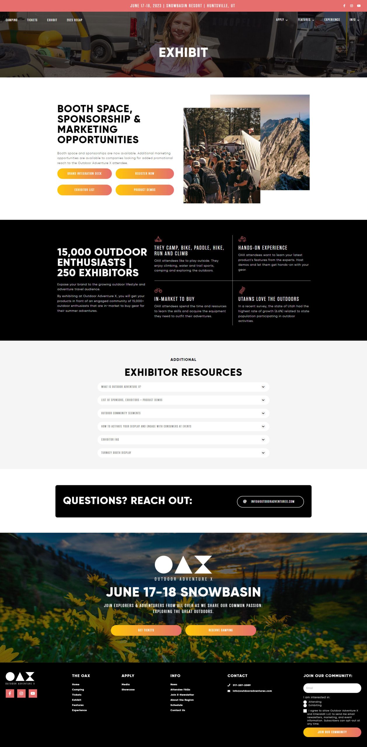 OAX outdoor adventure website design custom development screenshot