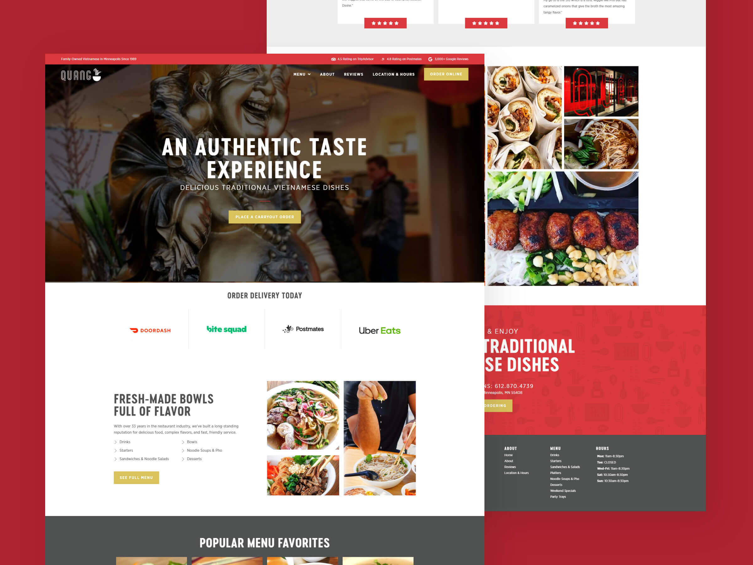 Quang Restaurant website design